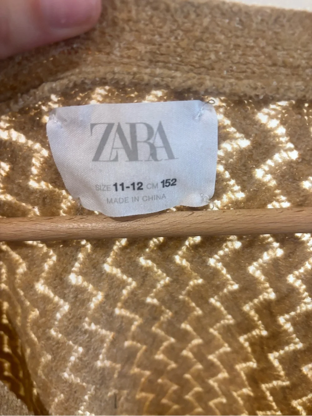 Zara Light Brown Open-Knit V-Neck Cardigan